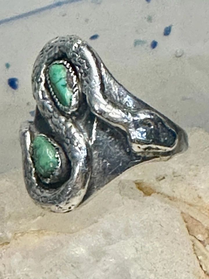 SNAKE RING SIZE 10 NAVAJO TURQUOISE BAND STERLING SILVER BAND WOMEN MEN (1 of 1)