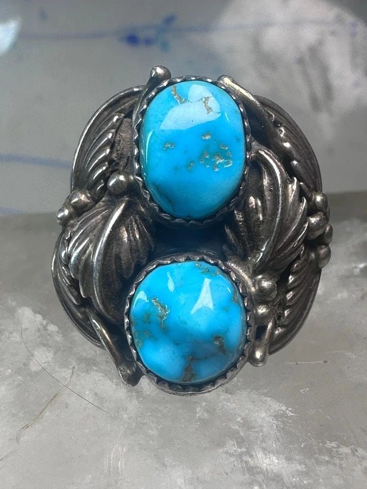 NAVAJO TURQUOISE RING SIZE_9.5 STERLING SILVER WOMEN MEN SIGNED FC (1 of 2)