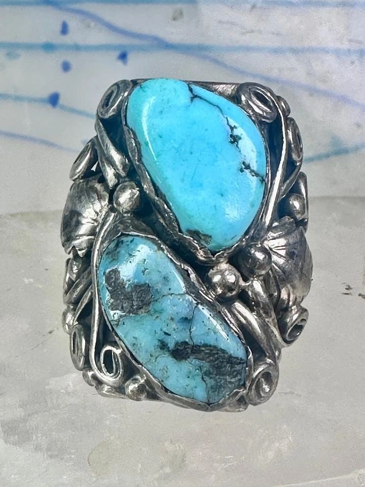 NAVAJO RING TURQUOISE SIZE 8.75 STERLING SILVER BAND WOMEN MEN (1 of 2)
