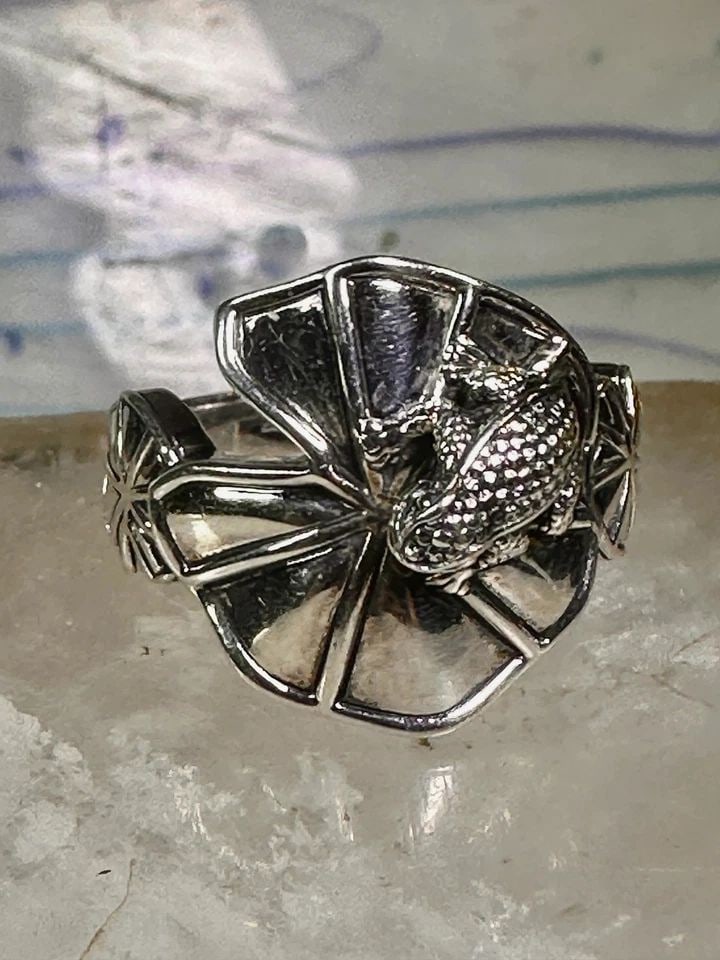 FROG RING ON LILY PAD A KIESELSTEIN RC STUDIO SIZE 9 STERLING SILVER (1 of 1)