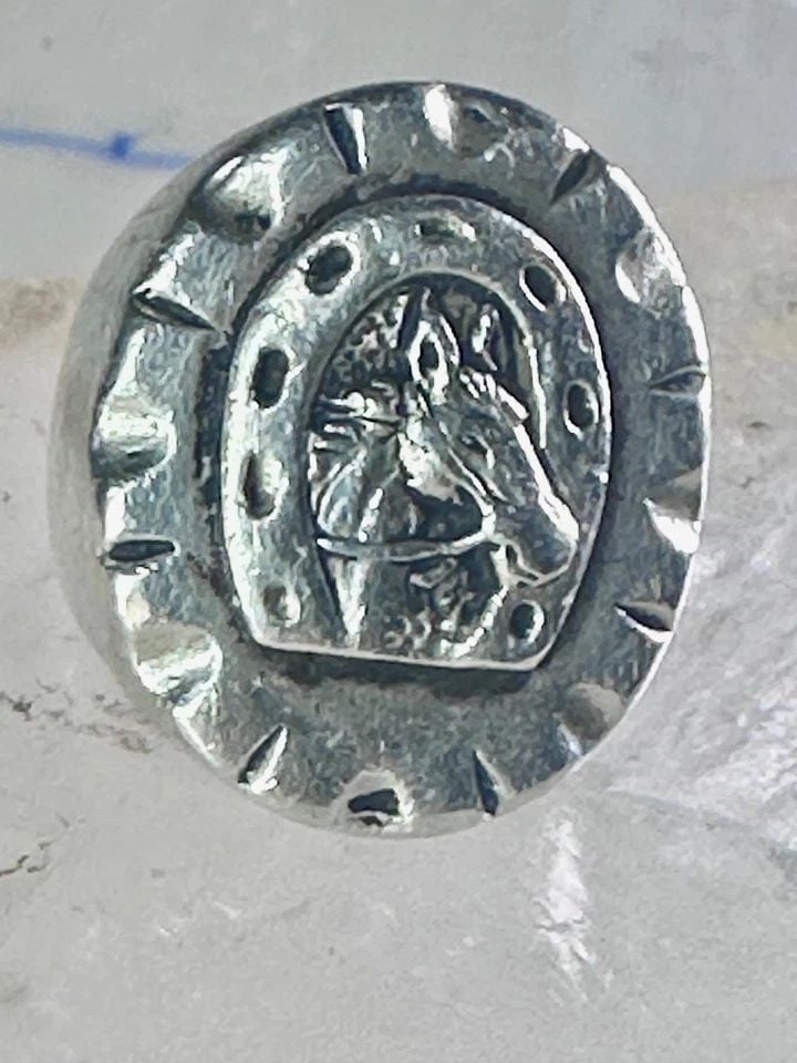 HORSE RING MEXICO HEAVY BIKER HORSESHOE COWGIRL BAND SIZE 5 STERLING SILVER WOME (1 of 1)