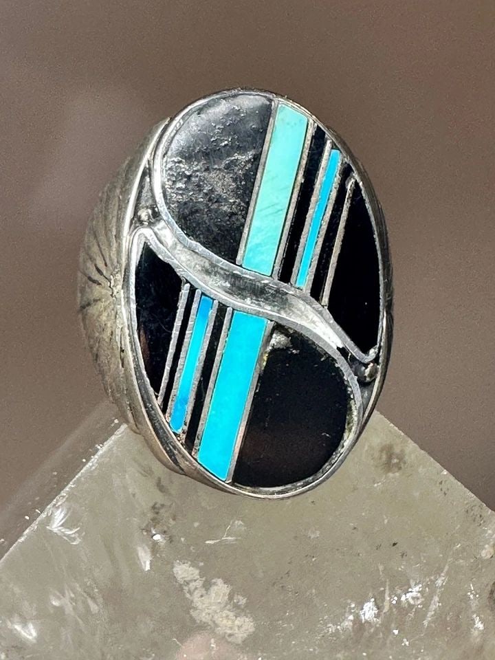 NAVAJO RING SIZE 10.75 TURQUOISE BAND STERLING SILVER MEN WOMEN AS IS (1 of 2)