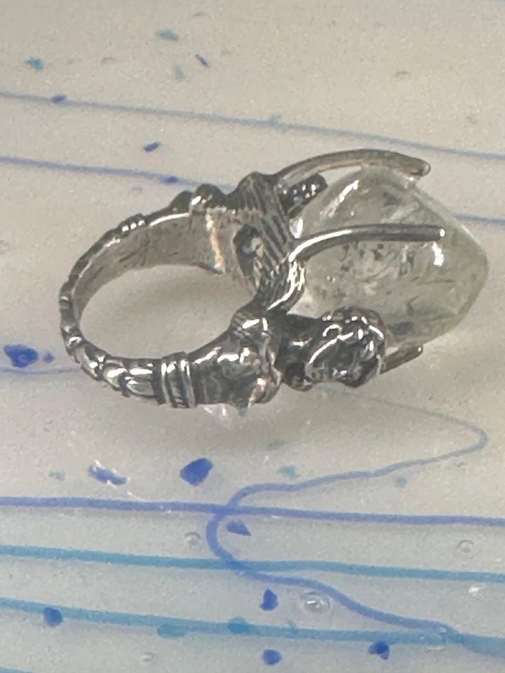 CRYSTAL BALL RING NAKED FIGURATIVE WOMEN NIKE GODDESS OF VICTORY SIZE 7.50 STERL (1 of 1)