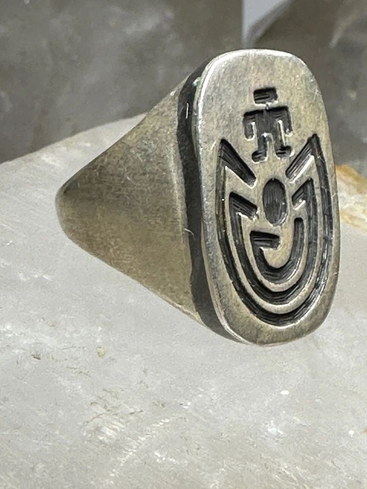 MAN IN MAZE RING SOUTHWEST HOPI BAND SIZE 10.75 STERLING SILVER WOMEN MEN (1 of 1)