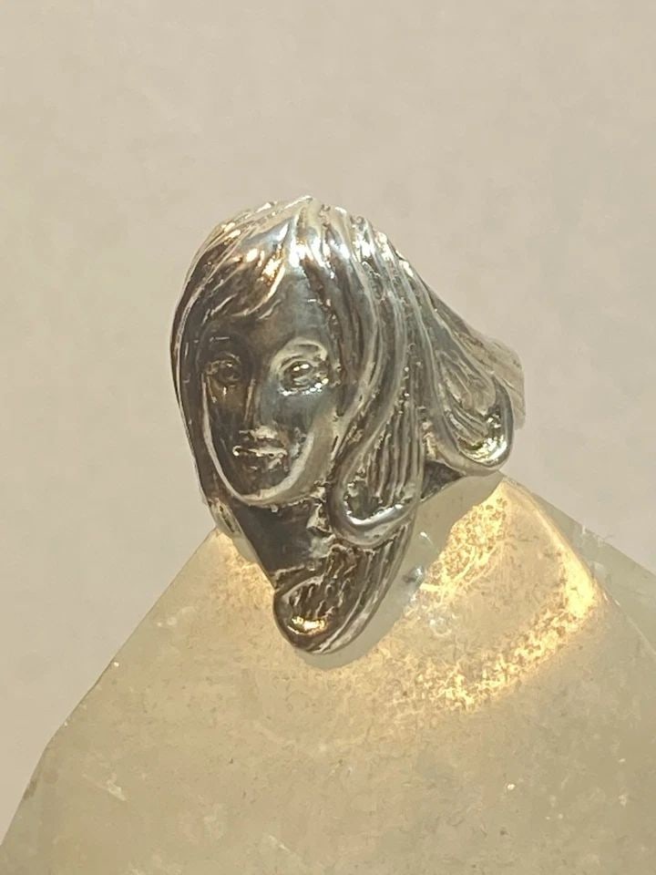 FACE RING SIZE 5.25 FIGURATIVE BAND PINKY STERLING SILVER WOMEN GIRLS (1 of 2)