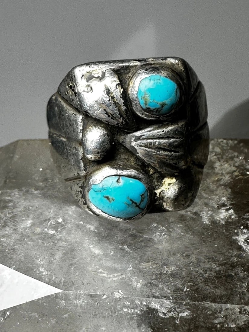 NAVAJO RING TURQUOISE TRIBAL SIZE 11 STERLING SILVER WOMEN MEN (1 of 1)