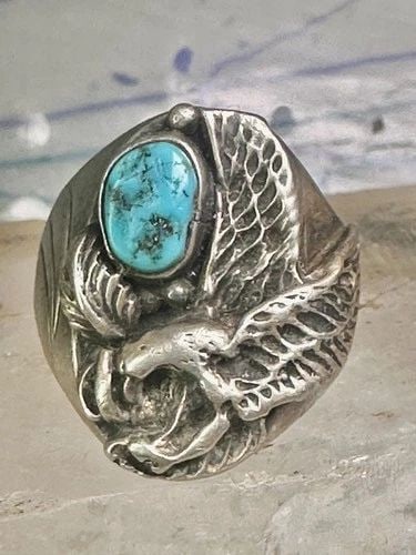 NAVAJO RING EAGLE WINGS BAND TURQUOISE SIZE 11.50 STERLING SILVER WOMEN MEN: NAVAJO RING EAGLE WINGS BAND TURQUOISE SIZE 11.50 STERLING SILVER WOMEN MEN Navajo ring eagle wings band turquoise size 11.50 sterling silver women men Size 11.50 Between a size 11.50 and a sizze 11.7