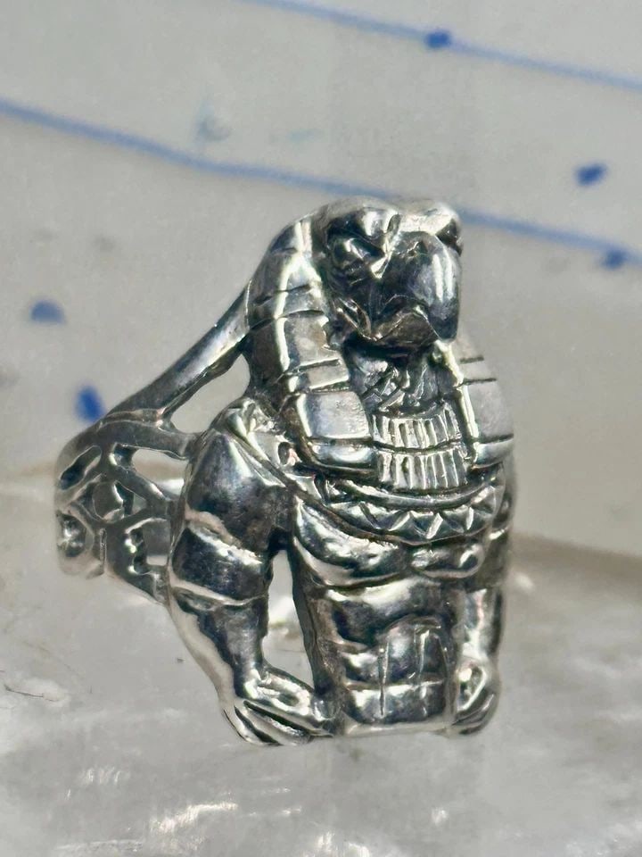 HORUS RING WITH THE EYE OF HORUS SYMBOL SIZE 9.75 STERLING SILVER WOMEN MEN (1 of 2)