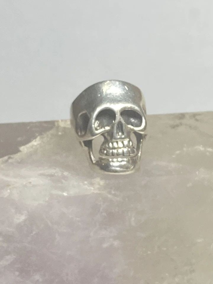 SKULL RING BIKER BAND STERLING SILVER BAND MEN WOMEN (1 of 2)