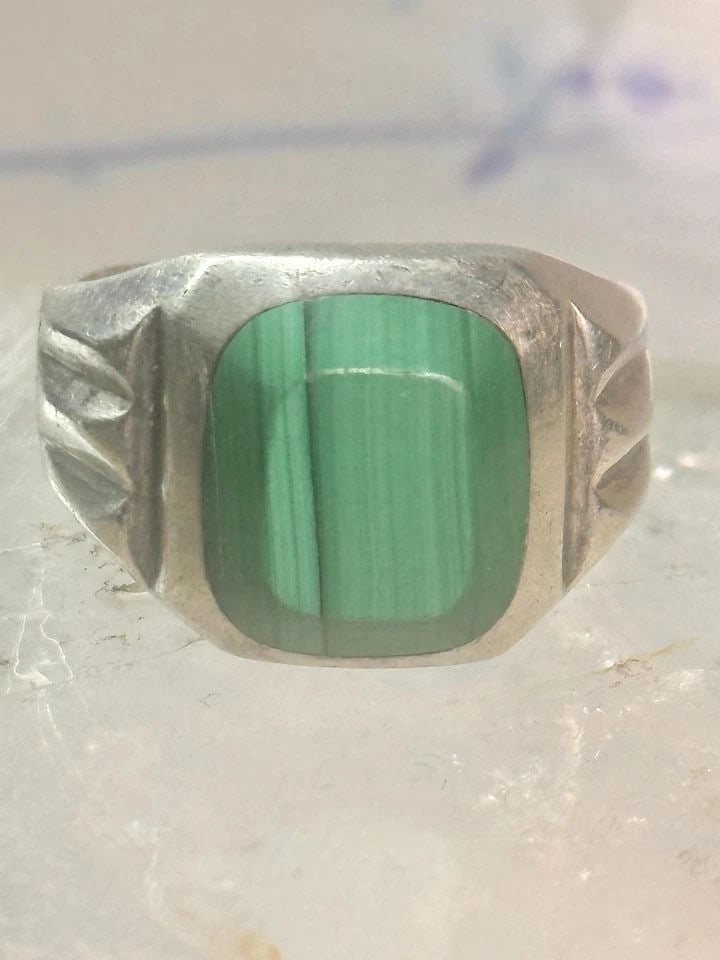 MALACHITE RING MEXICO BAND SIZE 12 STERLING SILVER WOMEN MEN (1 of 1)