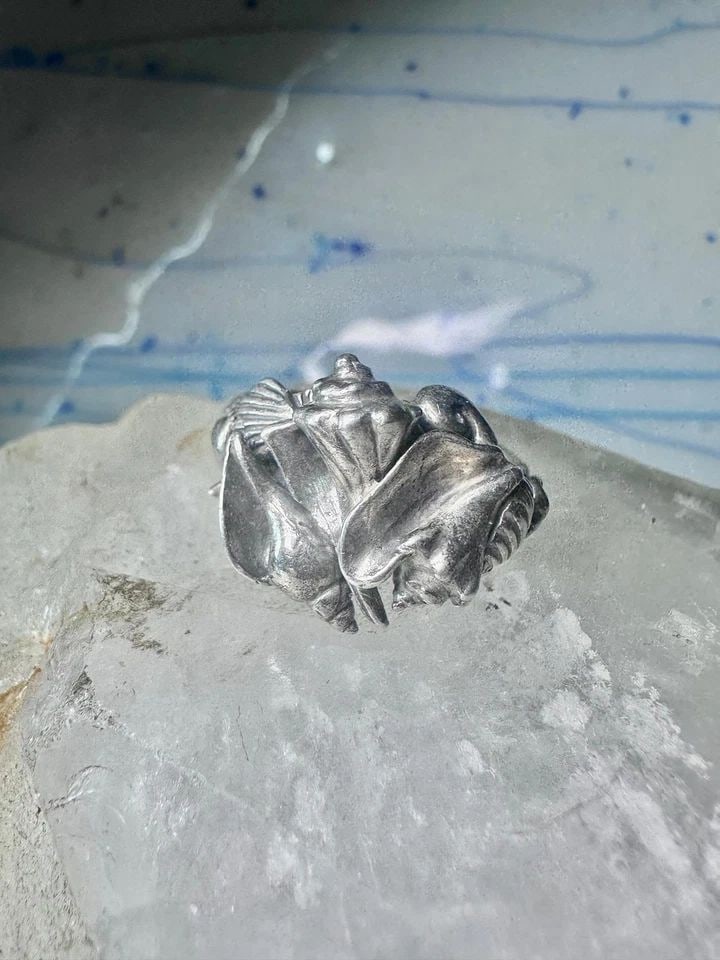 VINTAGE SHELL RING KABANA BAND OCEAN SHELLS SNAIL CONK SIZE 11 SOUTHWEST STERLIN (1 of 1)