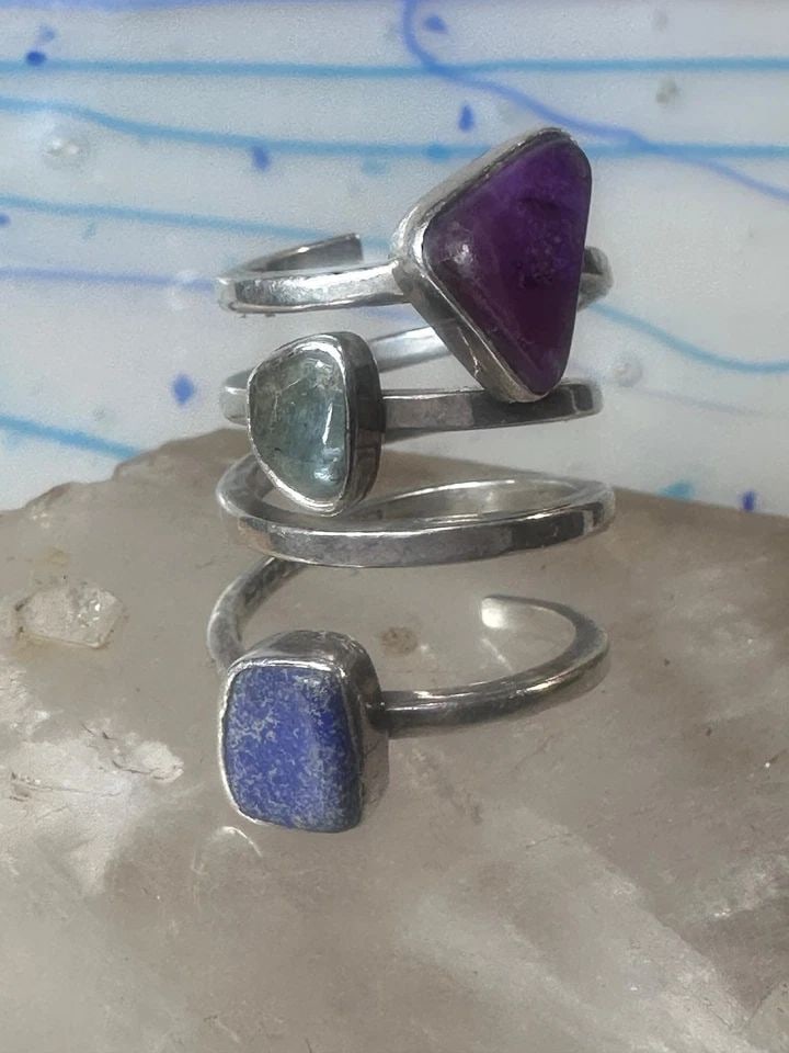 LILLY BARRACK RING MODERNIST THREE GEMSTONE RING TURQUOISE SIZE 5.5 STERLING SIL (1 of 2)