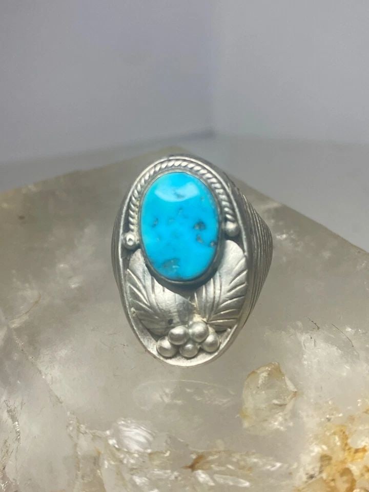 TURQUOISE RING SIZE 10 SOUTHWEST STERLING SILVER WOMEN MEN (1 of 2)