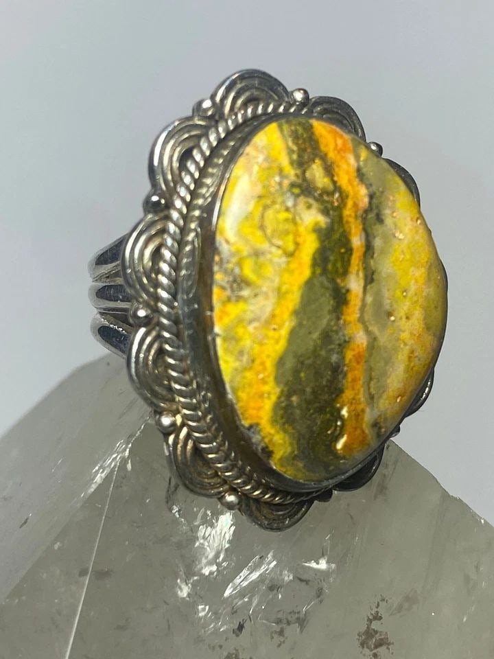 BUMBLEBEE JASPER RING SIZE 5.25 STERLING SILVER WOMEN GIRLS (1 of 2)
