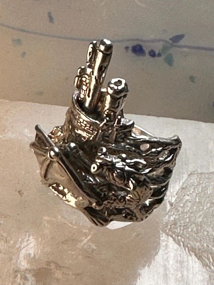CASTLE DRAGON RING SIZE 6.25 MEDIEVAL STERLING SILVER WOMEN (1 of 2)