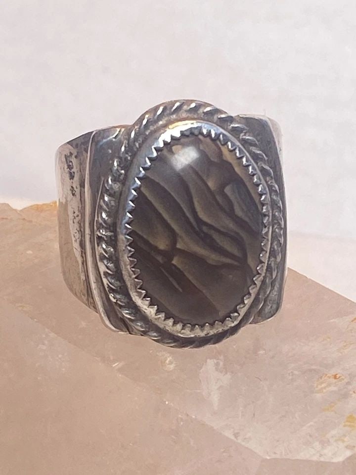 AGATE RING SIZE 7.75 SOUTHWEST STERLING SILVER WOMEN MEN (1 of 2)