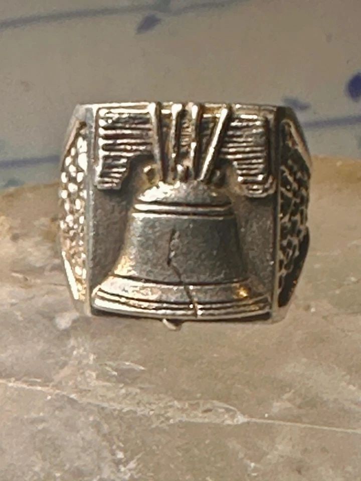 LIBERTY RING U S A BELL BAND SIZE SIZE 8.75 STERLING SILVER WOMEN MEN (1 of 2)