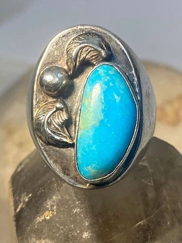 NAVAJO TURQUOISE RING SOUTHWEST LONG STERLING SILVER WOMEN GIRLS: NAVAJO TURQUOISE RING SOUTHWEST LONG STERLING SILVER WOMEN GIRLS Navajo Turquoise ring southwest long sterling silver women men Size 10.75 Between a size 10.75 and a size 11 Weight 21.3g Length. 1 1/8
