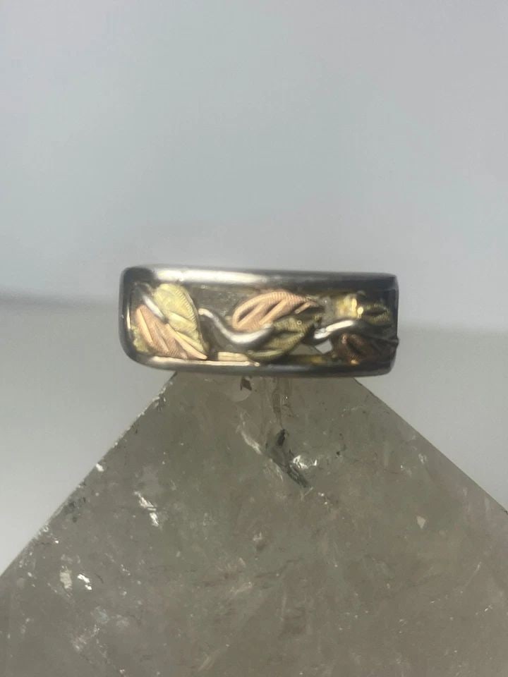 BLACK HILLS GOLD RING LEAF BAND STERLING SILVER WOMEN MEN (1 of 2)