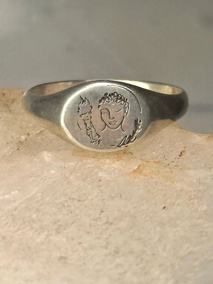 STATUE OF LIBERTY RING SIZE 7 FACE TORCH BAND STERLING SILVER GIRLS WOMEN (1 of 2)