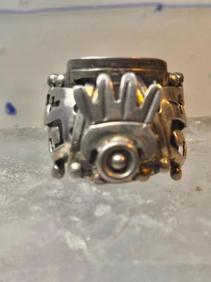POISON RING MEXICO TAXCO MAYAN AZTEC DESIGN SIZE 8.50 ADJ STERLING SILVER WOMEN (1 of 2)