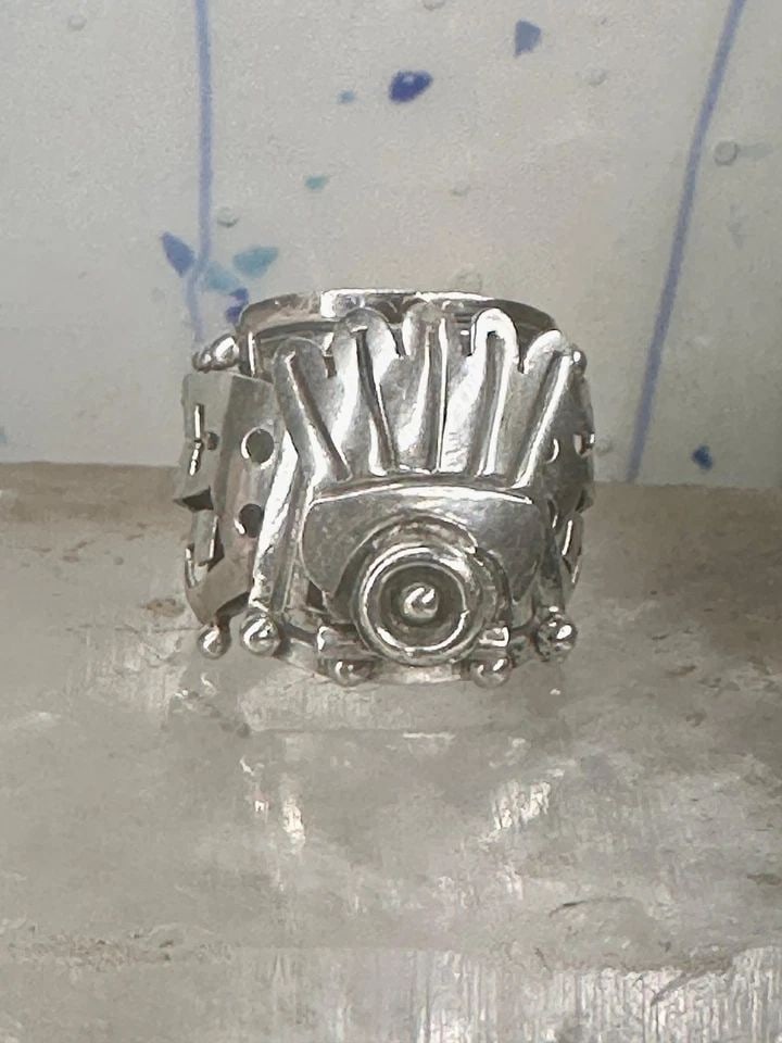 POISON RING MEXICO AZTEC MAYAN IN GREAT CONDITION SIZE 6.75 STERLING SILVER WOME (1 of 1)