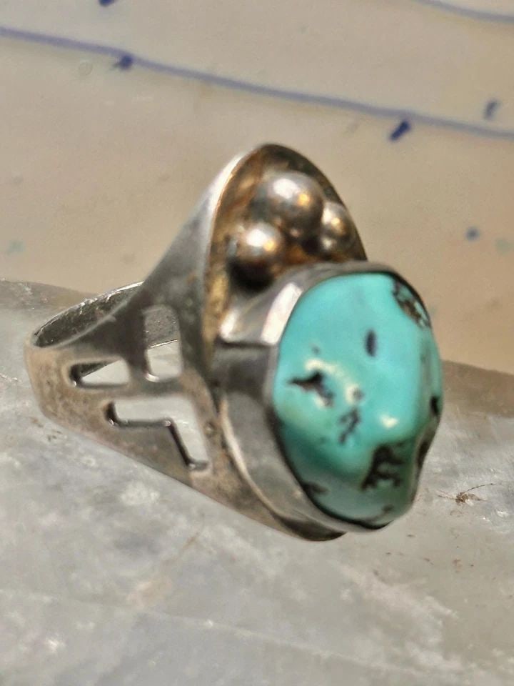 NAVAJO RING TURQUOISE SIZE 11.25 STERLING SILVER WOMEN MEN (1 of 2)
