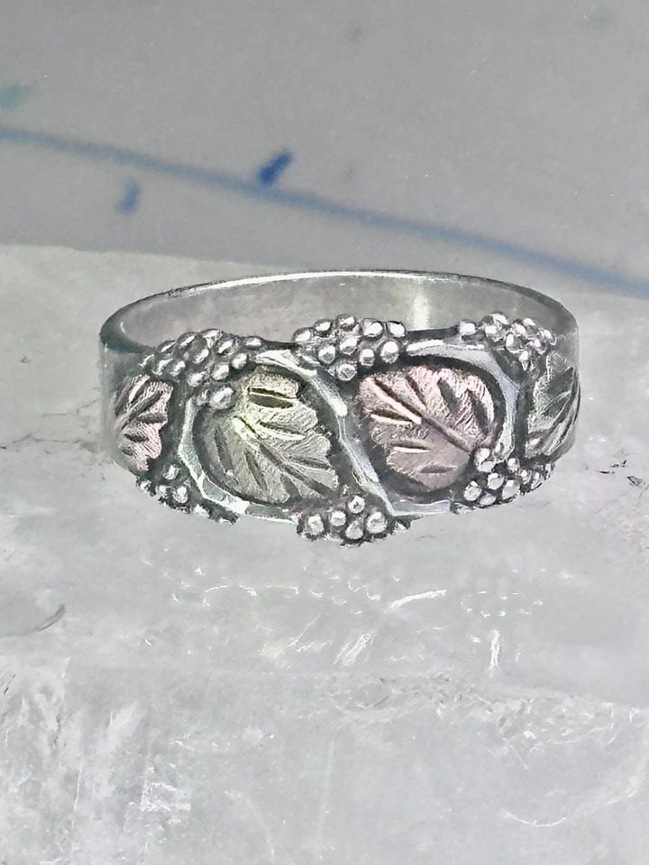 BLACK HILLS GOLD LEAVES RING WEDDING BAND SIZE 10.75 STERLING SILVER WOMEN MEN (1 of 1)