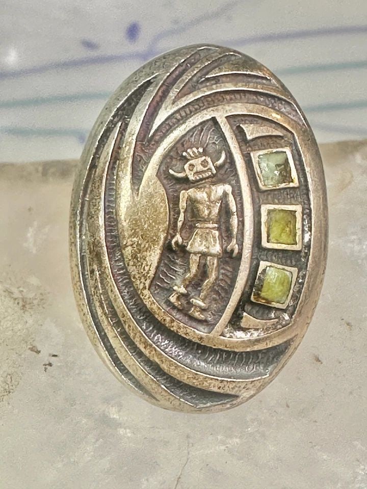 HOPI KACHINA RING MUDMAN TURQUOISE SIZE 4.75 STERLING SILVER WOMEN (1 of 2)