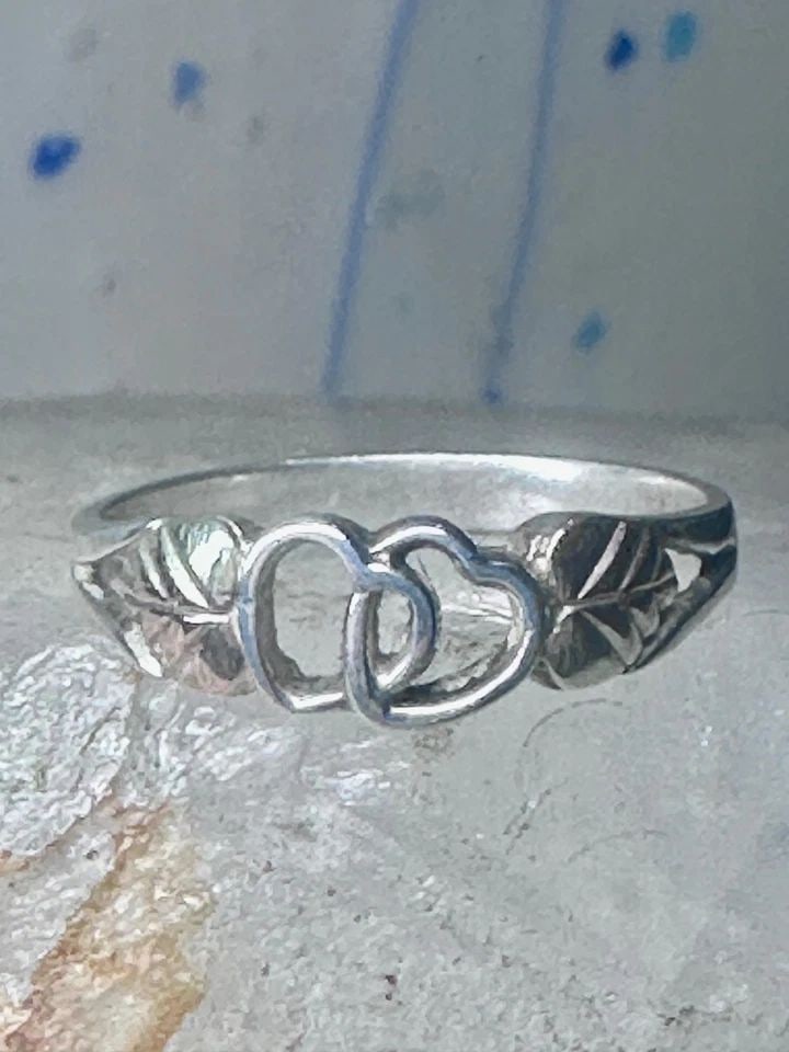 BLACK HILLS GOLD RING DOUBLE HEART VALENTINE LOVE BAND SIZE 9.25 STERLING SILVER (1 of 2)