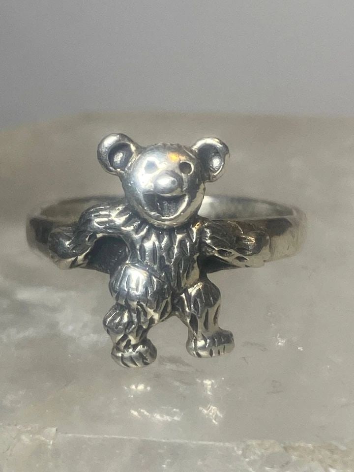 BEAR RING SIZE 7.75 MARCHING DANCING BAND STERLING SILVER WOMEN (1 of 1)
