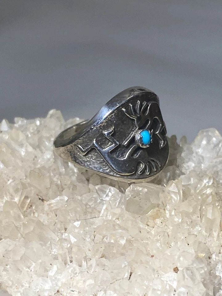 KOKOPELLI RING SIZE 6.75 NAVAJO TURQUOISE FLUTE BAND FERTILITY SOUTHWEST STERLI (1 of 2)