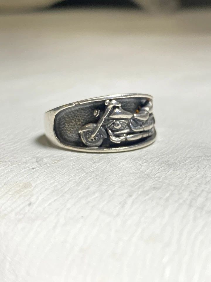 MOTORCYCLE RING BIKER BAND STERLING SILVER BY OTT (1 of 1)