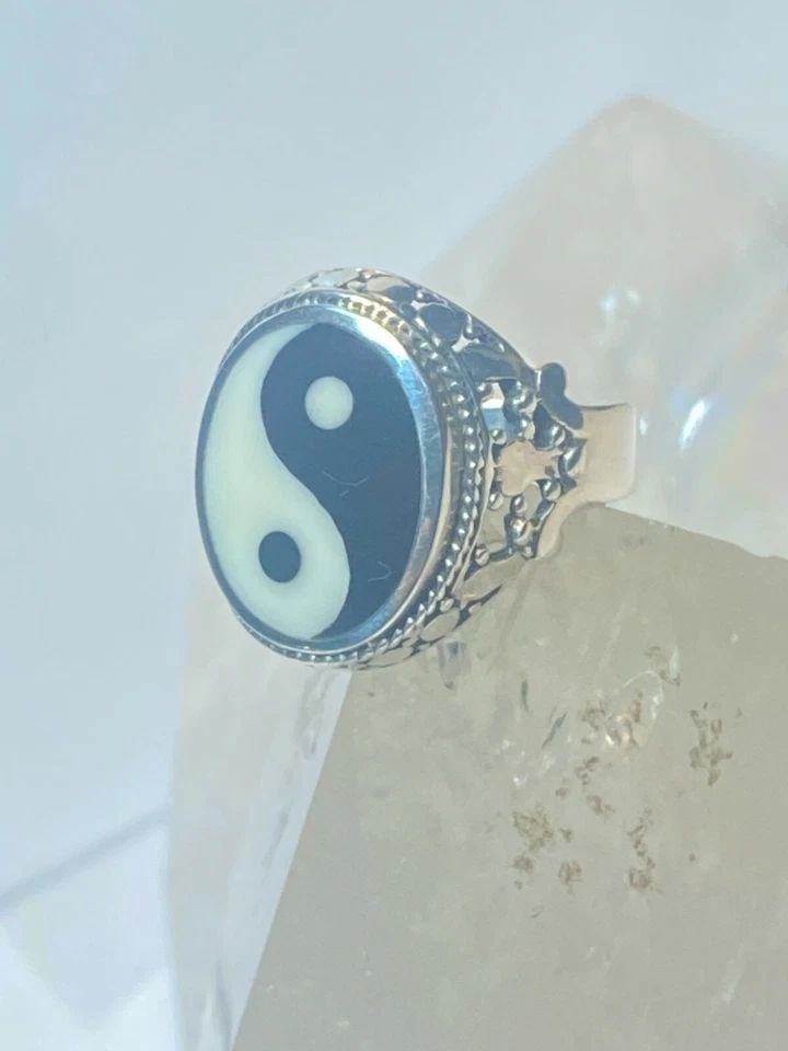 YIN YANG RING POSITIVE NEGATIVE BAND STERLING SILVER WOMEN MEN SIZE 12.50 (1 of 2)