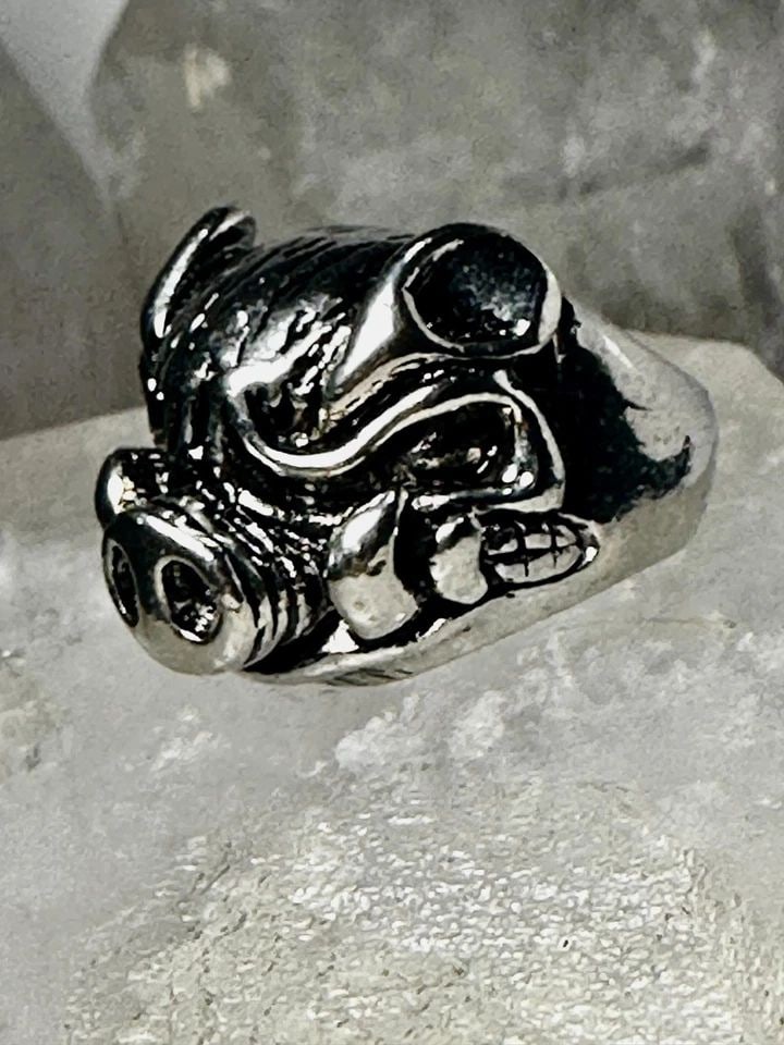 PIG RING HOG HEAVY BAND BIKER SIZE 8.25 STERLING SILVER WOMEN MEN (1 of 2)