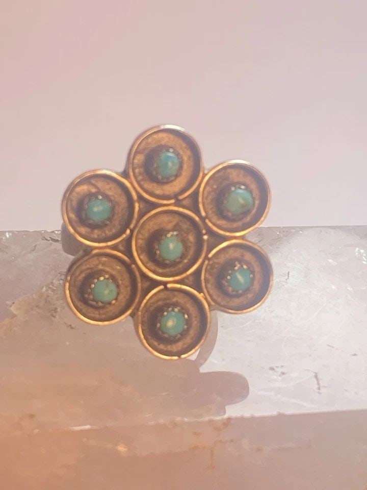 TURQUOISE RING SIZE 6.50 ZUNI FLOWER SOUTHWEST STERLING SILVER WOMEN GIRLS (1 of 2)