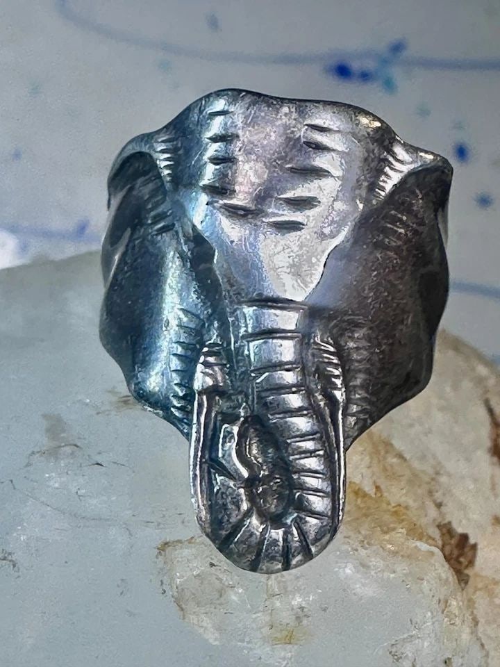 ELEPHANT RING VINTAGE ANIMAL BAND SIZE 9.50 STERLING SILVER WOMEN GIRLS (1 of 2)