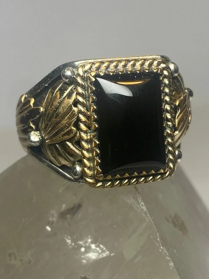 ONYX RING SOUTHWEST CAROLYN POLLACK BAND STERLING SILVER WOMEN MEN (1 of 2)