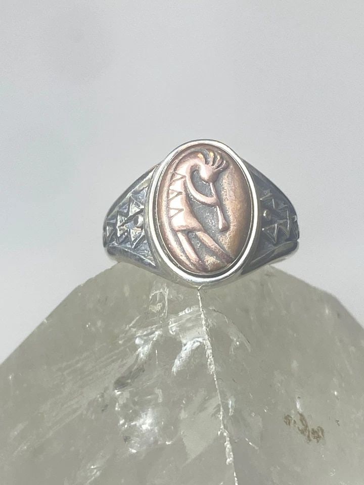 KOKOPELLI RING SIZE 6 WALDECK JOHNSON COPPER DETAILS SOUTHWEST BAND STERLING SI (1 of 2)