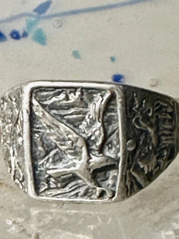 EAGLE RING BAND SUNRISE LANDSCAPE MOUNTAIN SUNRISE TREES SOUTHWEST SIZE 10.25 WO (1 of 2)