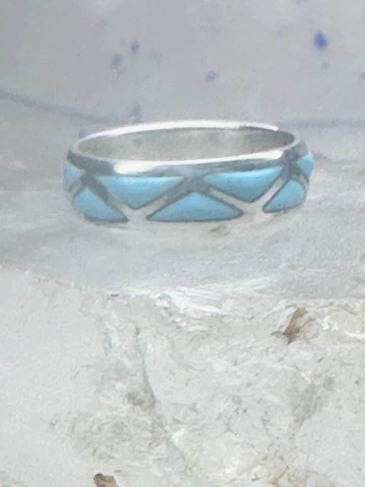 ZUNI RING TURQUOISE WEDDING BAND SIZE 9.25 STERLING SILVER WOMEN MEN (1 of 1)