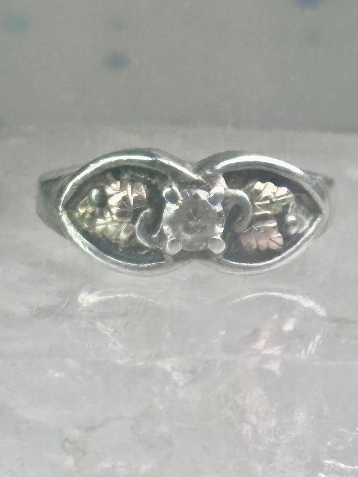 BLACK HILLS GOLD RING CZ BAND LEAVES SIZE 6.5 STERLING SILVER WOMEN (1 of 1)