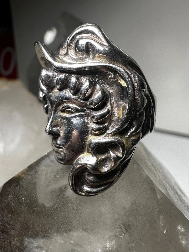 LADY FACE RING SIZE 7.25 TAXCO MARKED TR-135 925 MEXICO HAT STERLING SILVER WOME (1 of 1)