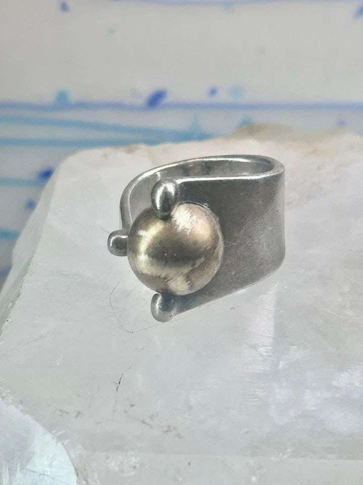 MOVING BALL RING GEOMETRIC KINETIC SOLID BAND SIZE 5.50 STERLING SILVER WOMEN L (1 of 2)