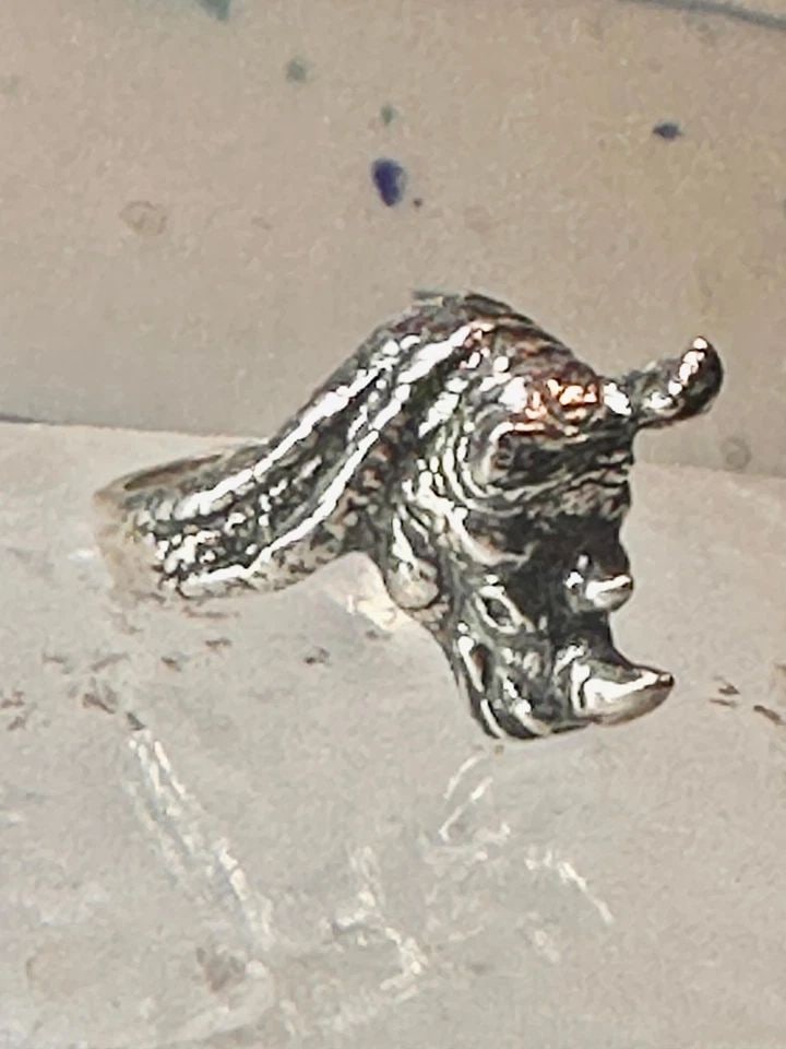 VINTAGE RHINOCEROS RING SIZE 5.50 KABANA RHINO BAND STERLING SILVER PINKY WOMEN (1 of 2)