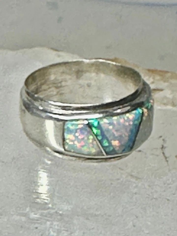 LAB OPAL RING NATIVE AMERICAN BAND SIZE 5.75 STERLING SILVER WOMEN MEN (1 of 1)