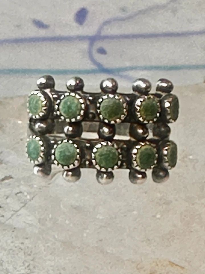 ZUNI TURQUOISE RING PETITE POINT NEEDLEPOINT SIZE 5.5 BAND STERLING SILVER WOMEN (1 of 2)
