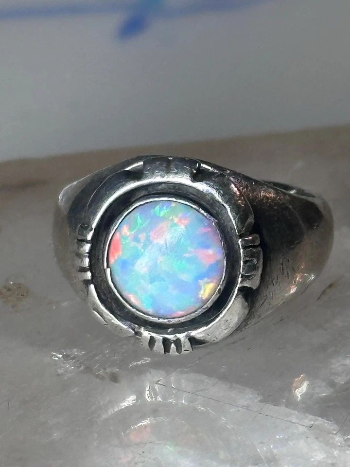 NAVAJO LAB OPAL RING SIGNED B SIZE 5.75 STERLING SILVER WOMEN (1 of 1)