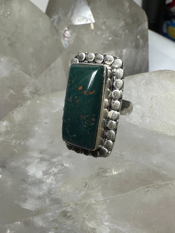 LONG BLOODSTONE RING SOUTHWEST SIZE 5.75 STERLING SILVER WOMEN (1 of 1)