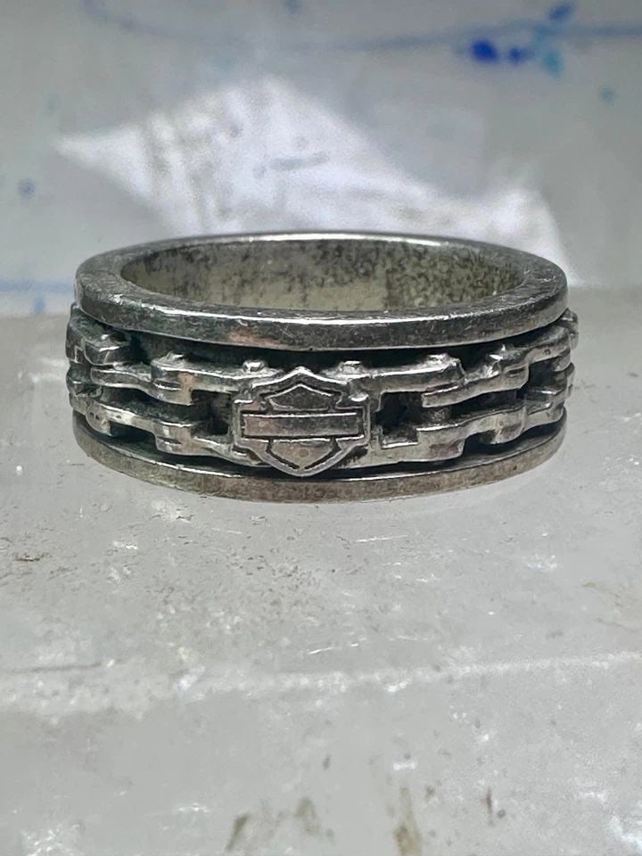 HARLEY DAVIDSON RING BIKER CHAIN BAND SIZE 7.75 STERLING SILVER MEN WOMEN (1 of 1)